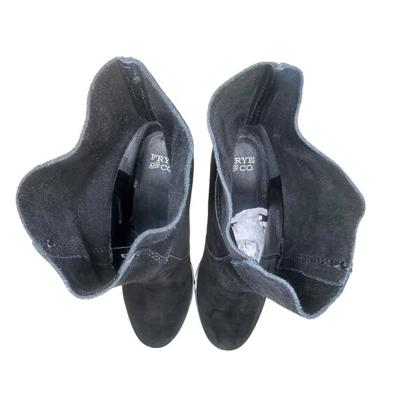 Frye & Co Phoebe Suede Leather Boots Size 8 Black Ankle 70s Retro Preppy Western - Picture 10 of 16